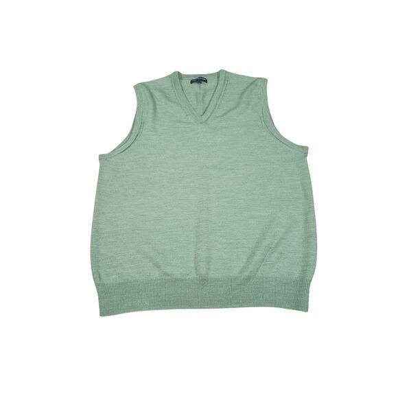 Express Design Studio Men's 100% Merino Wool Sweater Vest L Army Green Preppy - Picture 1 of 8